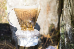 Clever Coffee Dripper brewing outside