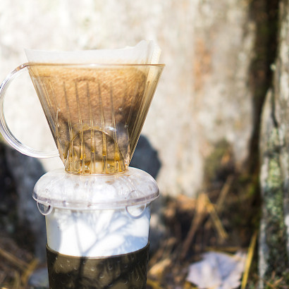 Clever Coffee Dripper brewing outside
