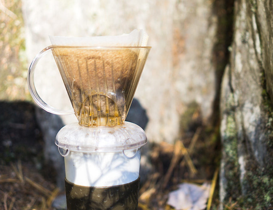Clever Coffee Dripper brewing outside